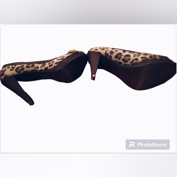 High Heels Cheetah Print w/bows Black & Grey - Picture 3 of 3